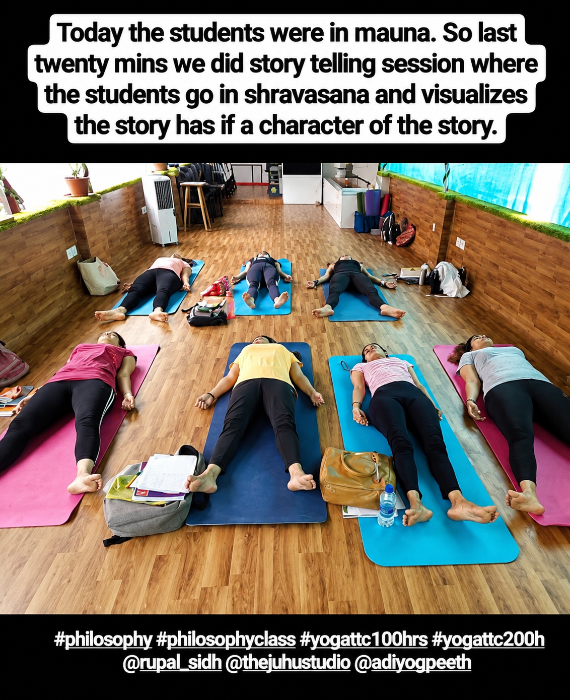 Social media post celebrating a students' storytelling session