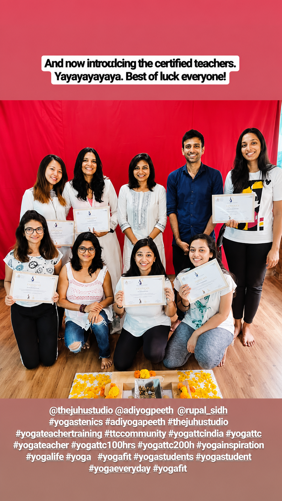 Batch group photo with a certificate of completion graphic
