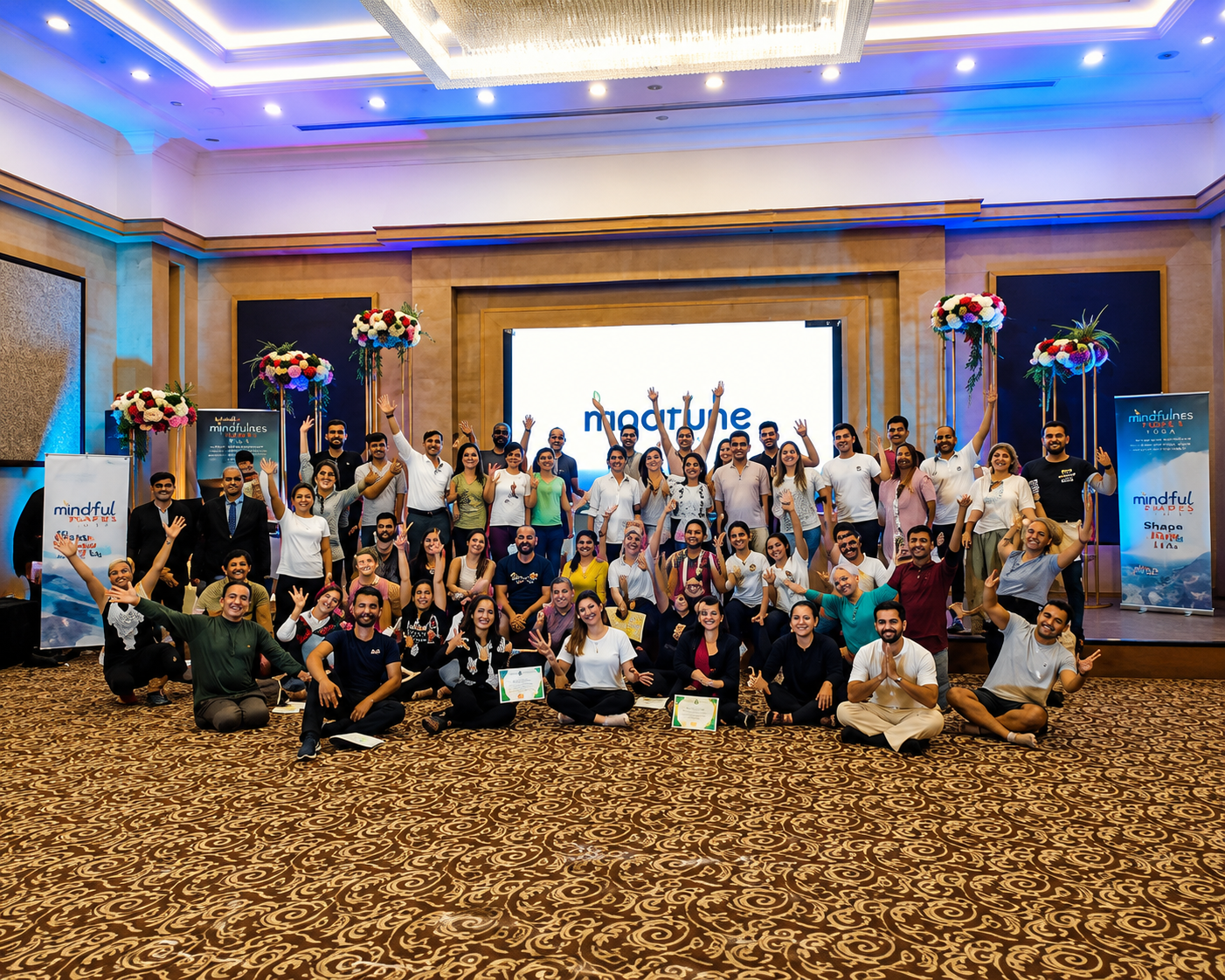 Large group gathering at a conference hall event