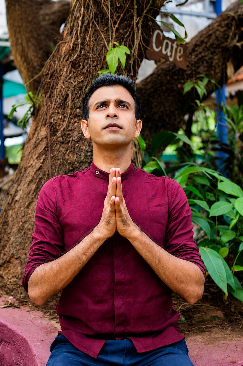 Amogh Shinde gesturing for silence during practice