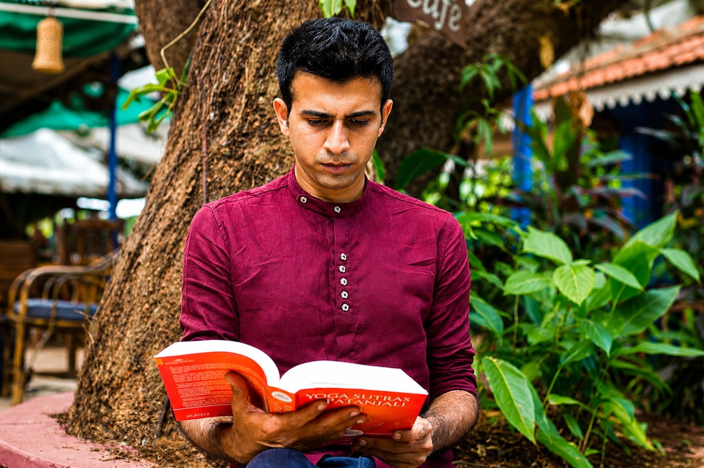 Amogh Shinde reading the Yoga Sutras of Patanjali