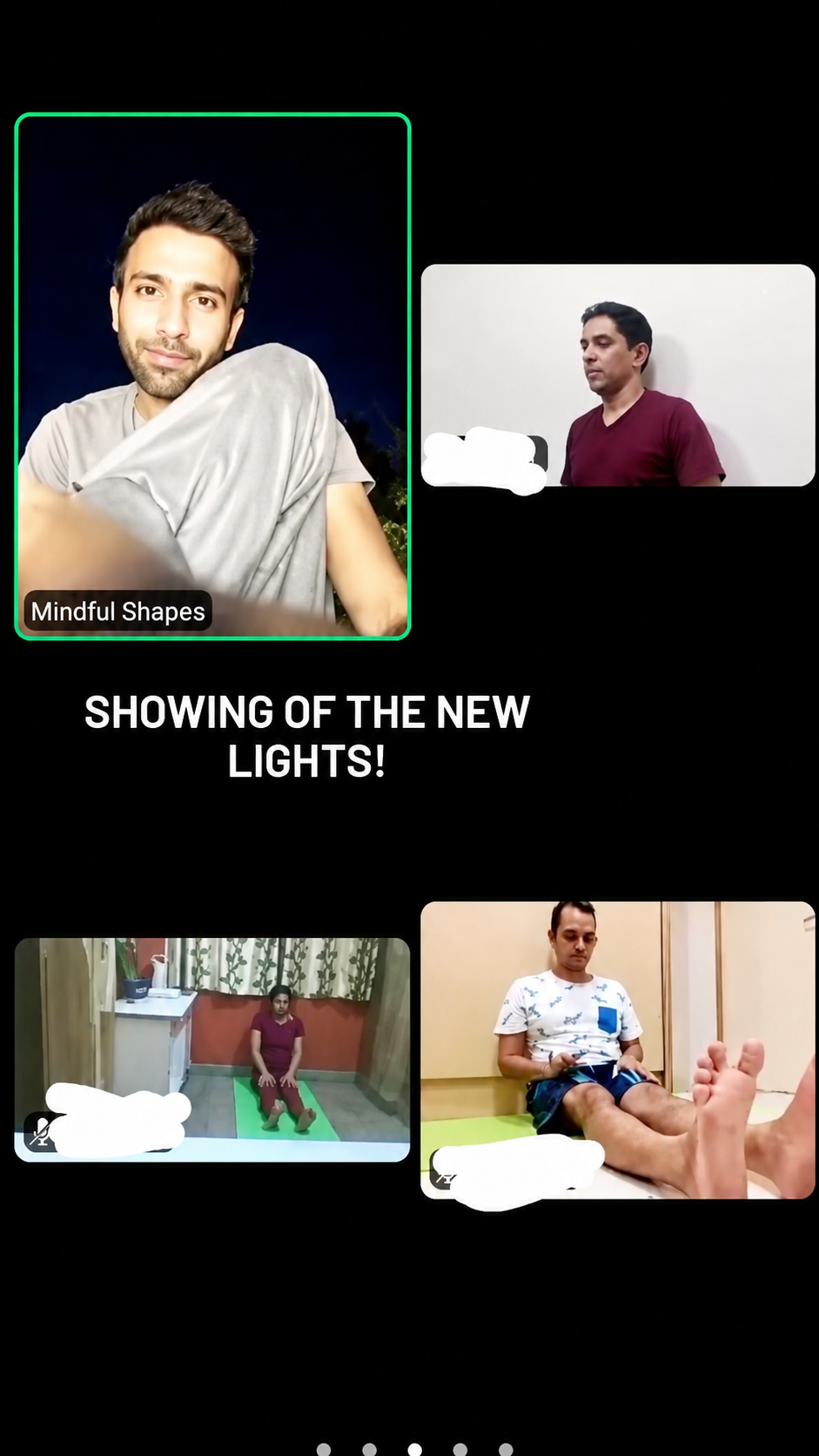 Live online class video call collage focused on the instructor