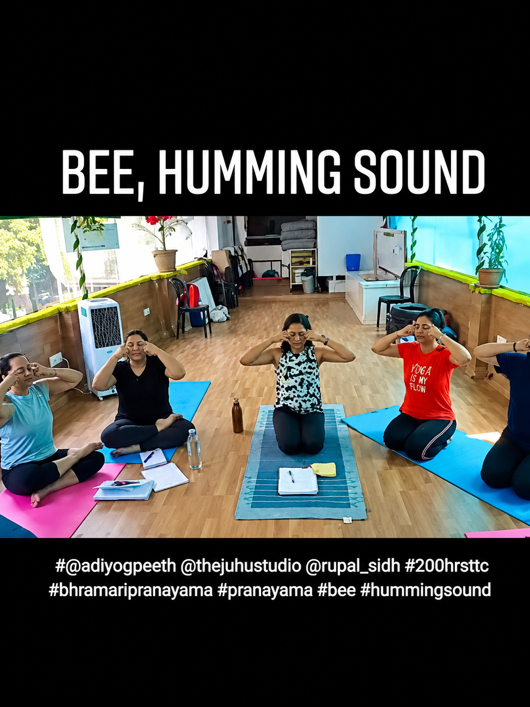 Bee humming breath (Bhramari) technique being demonstrated